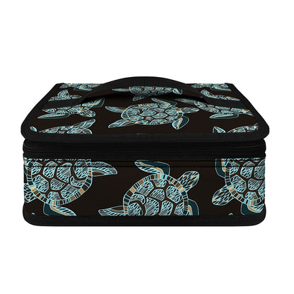 Blue And Black Sea Turtle Pattern Print Small Lunch Bag