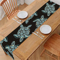 Blue And Black Sea Turtle Pattern Print Table Runner