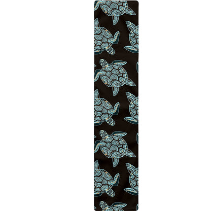 Blue And Black Sea Turtle Pattern Print Table Runner
