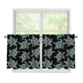 Blue And Black Sea Turtle Pattern Print Tier Curtains