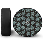 Blue And Black Sea Turtle Pattern Print Tire Cover With Camera Hole