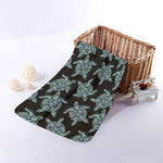 Blue And Black Sea Turtle Pattern Print Towel