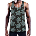 Blue And Black Sea Turtle Pattern Print Men's Workout Tank Top