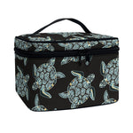 Blue And Black Sea Turtle Pattern Print Travel Makeup Bag