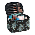 Blue And Black Sea Turtle Pattern Print Travel Makeup Bag