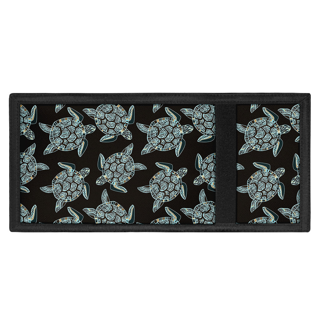 Blue And Black Sea Turtle Pattern Print Trifold Wallet