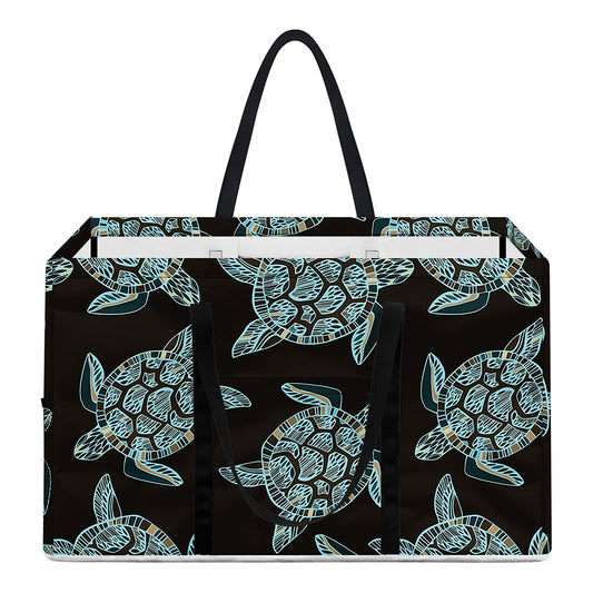 Blue And Black Sea Turtle Pattern Print Utility Tote Bag