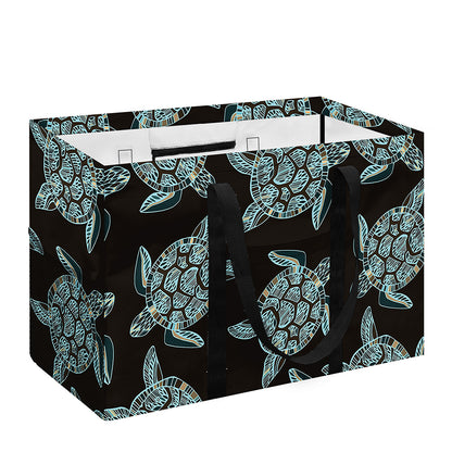 Blue And Black Sea Turtle Pattern Print Utility Tote Bag