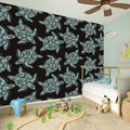 Blue And Black Sea Turtle Pattern Print Wall Sticker