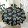 Blue And Black Sea Turtle Pattern Print Waterproof Round Tablecloth