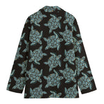 Blue And Black Sea Turtle Pattern Print Women's Blazer