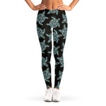 Blue And Black Sea Turtle Pattern Print Women's Leggings