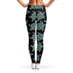 Blue And Black Sea Turtle Pattern Print Women's Leggings