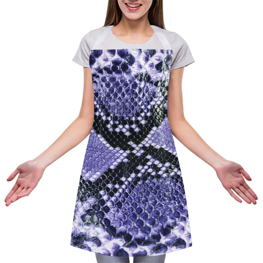 Blue And Black Snakeskin Print Adjustable Apron