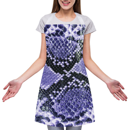 Blue And Black Snakeskin Print Adjustable Apron