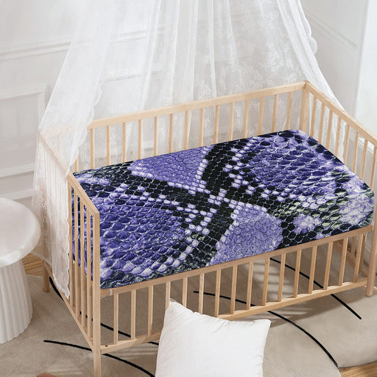 Blue And Black Snakeskin Print Baby Crib Sheet