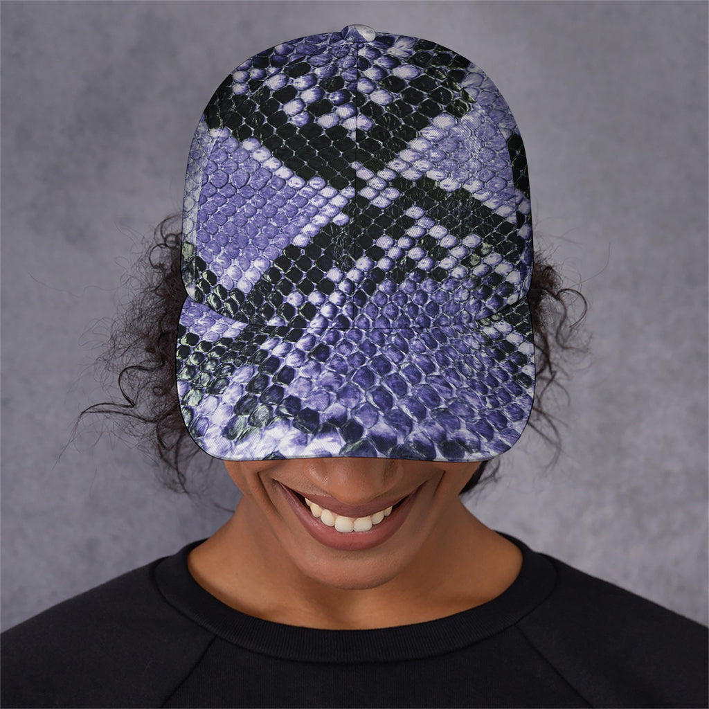 Blue And Black Snakeskin Print Baseball Cap