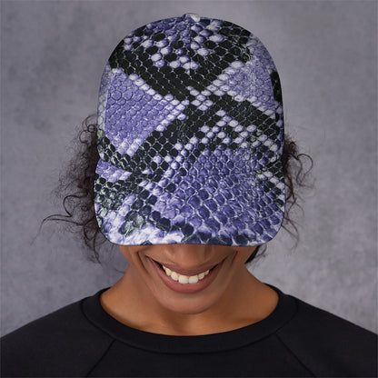 Blue And Black Snakeskin Print Baseball Cap