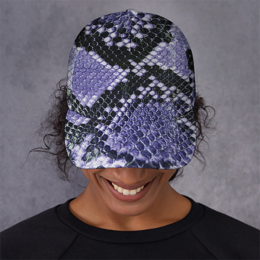 Blue And Black Snakeskin Print Baseball Cap