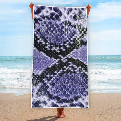 Blue And Black Snakeskin Print Beach Towel