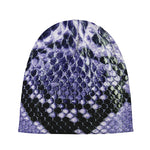 Blue And Black Snakeskin Print Beanie