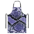 Blue And Black Snakeskin Print Bib Apron With Pocket