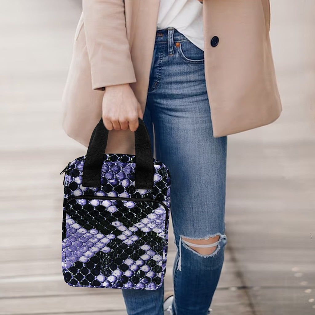 Blue And Black Snakeskin Print Bible Tote Bag