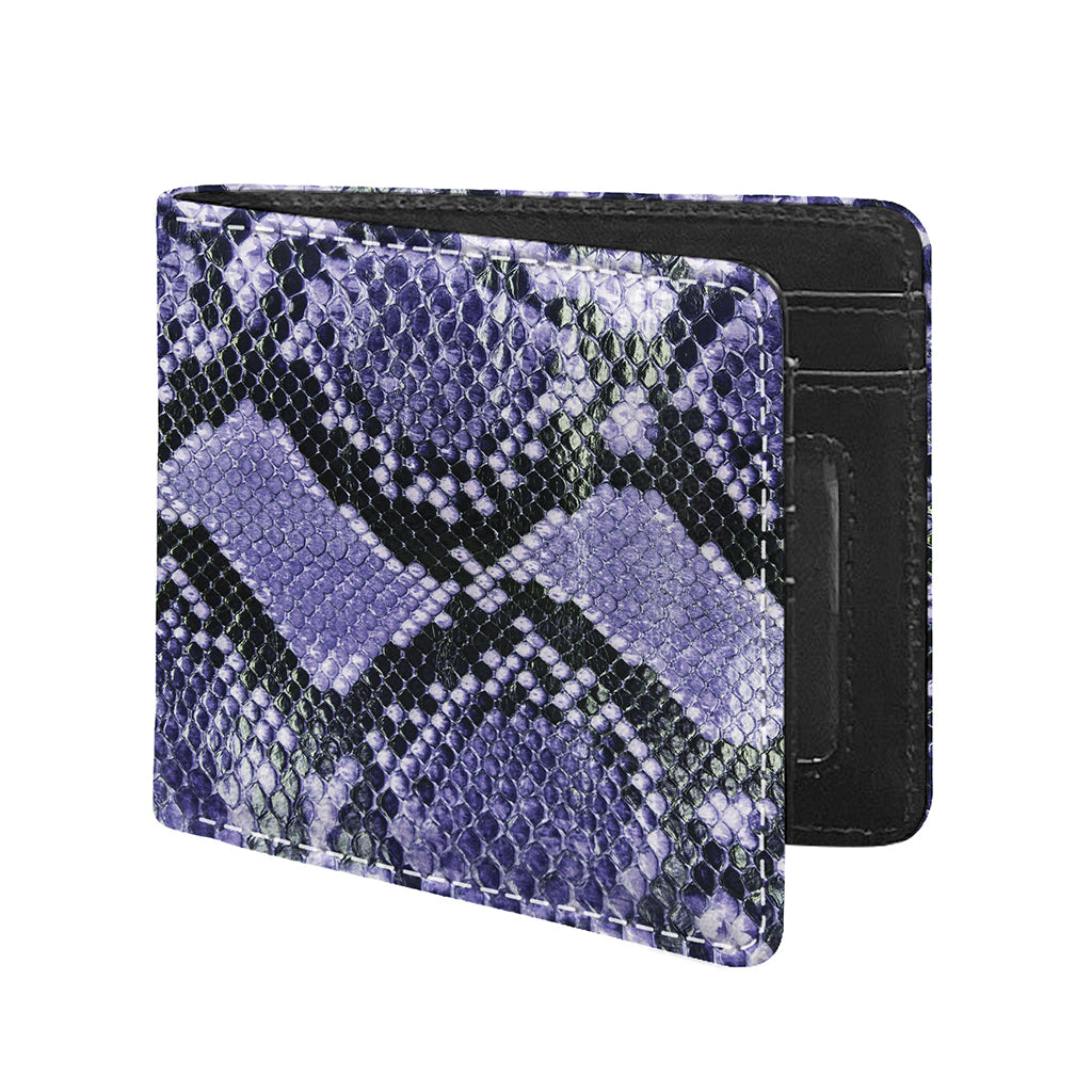 Blue And Black Snakeskin Print Bifold Wallet