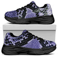 Blue And Black Snakeskin Print Black Chunky Shoes