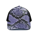 Blue And Black Snakeskin Print Black Mesh Trucker Hat