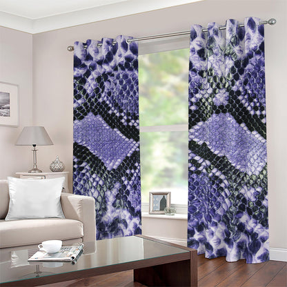 Blue And Black Snakeskin Print Blackout Grommet Curtains