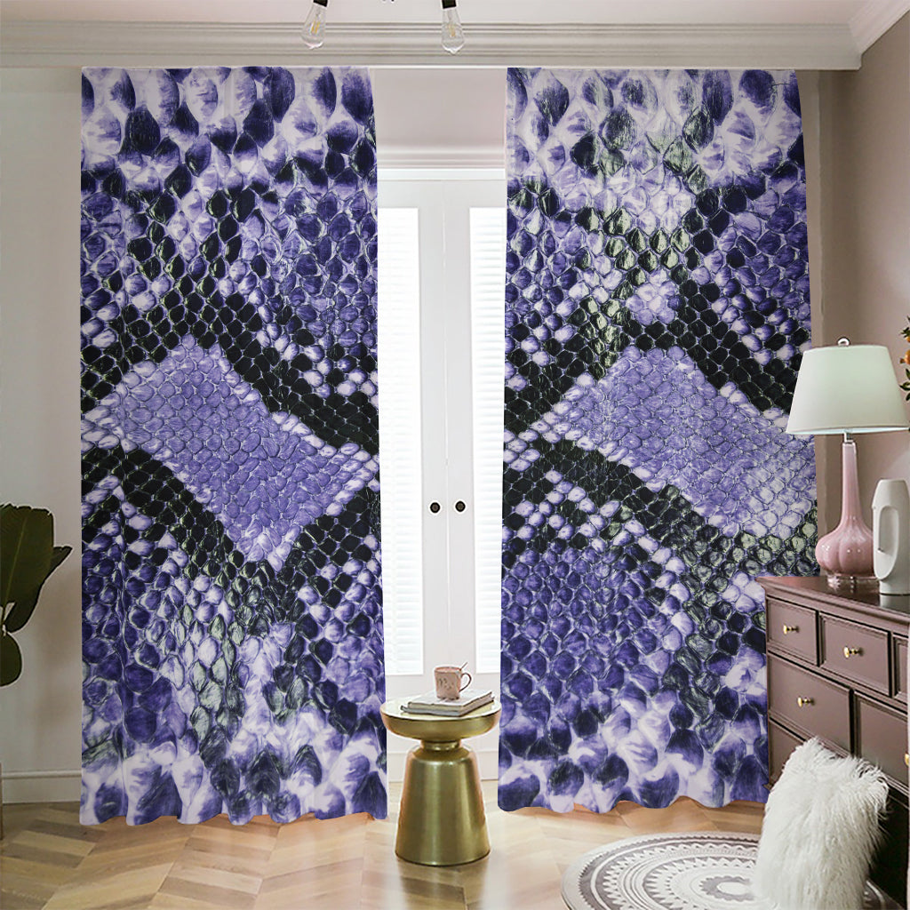 Blue And Black Snakeskin Print Blackout Pencil Pleat Curtains