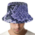 Blue And Black Snakeskin Print Bucket Hat