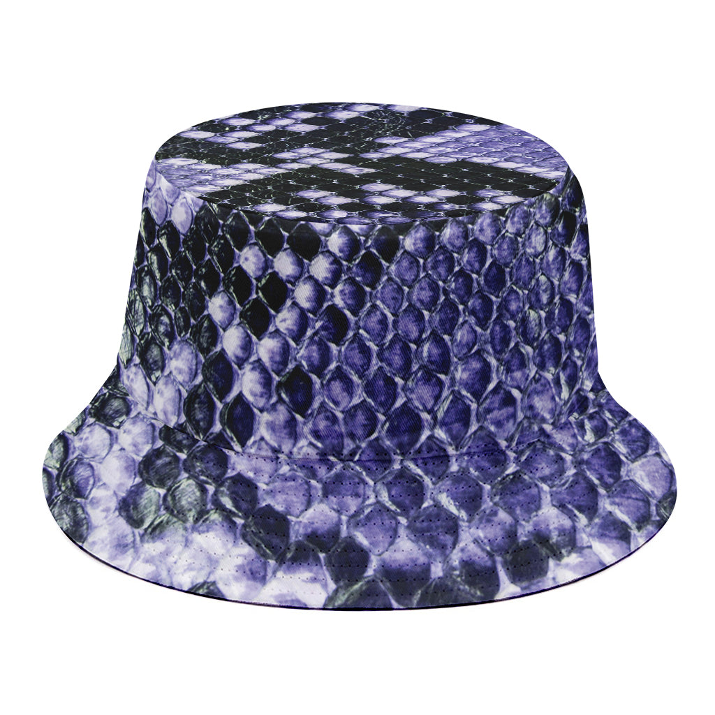 Blue And Black Snakeskin Print Bucket Hat