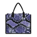 Blue And Black Snakeskin Print Canvas Tote Bag