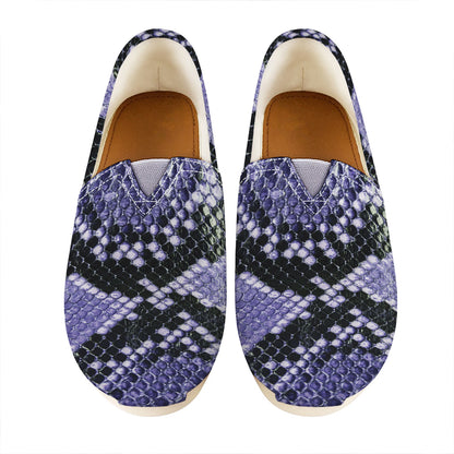 Blue And Black Snakeskin Print Casual Shoes