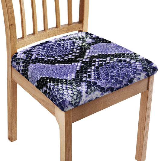 Blue And Black Snakeskin Print Chair Cushion Cover