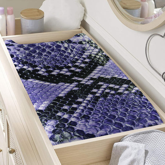 Blue And Black Snakeskin Print Changing Pad Cover