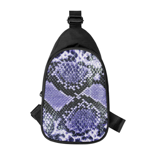 Blue And Black Snakeskin Print Chest Bag