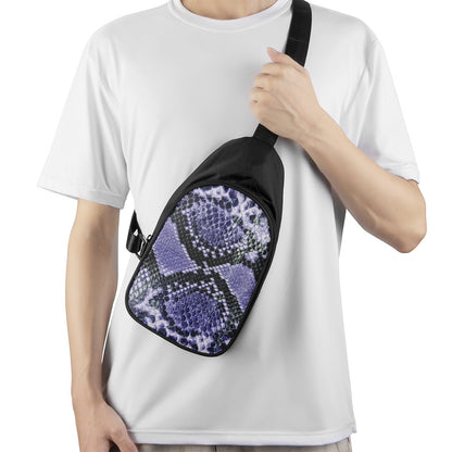 Blue And Black Snakeskin Print Chest Bag
