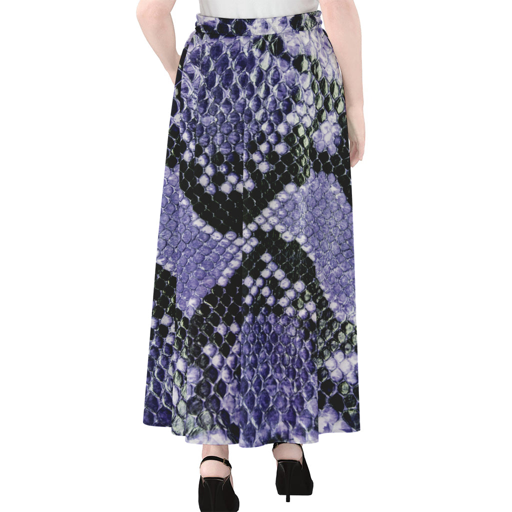 Blue And Black Snakeskin Print Chiffon Maxi Skirt