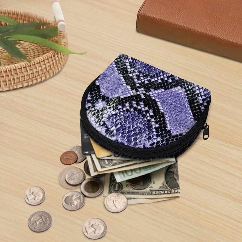 Blue And Black Snakeskin Print Coin Purse