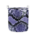 Blue And Black Snakeskin Print Collapsible Laundry Basket