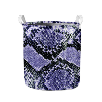 Blue And Black Snakeskin Print Collapsible Laundry Basket