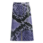 Blue And Black Snakeskin Print Cotton Front Slit Maxi Skirt