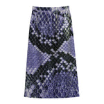 Blue And Black Snakeskin Print Cotton Front Slit Maxi Skirt
