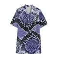 Blue And Black Snakeskin Print Cotton Hawaiian Shirt