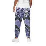 Blue And Black Snakeskin Print Cotton Pants