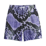 Blue And Black Snakeskin Print Cotton Shorts
