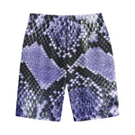 Blue And Black Snakeskin Print Cotton Shorts